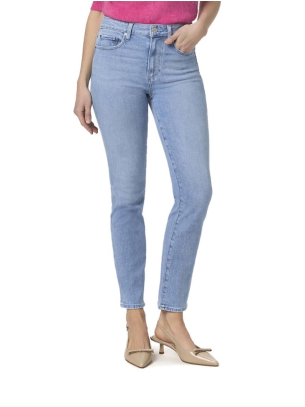 Paige "Gemma" Cigarette Jeans, Medium Light Amalie Wash, Sz 28